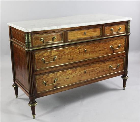 A Directoire brass mounted acajou moucheté commode, W.4ft 1.75in.